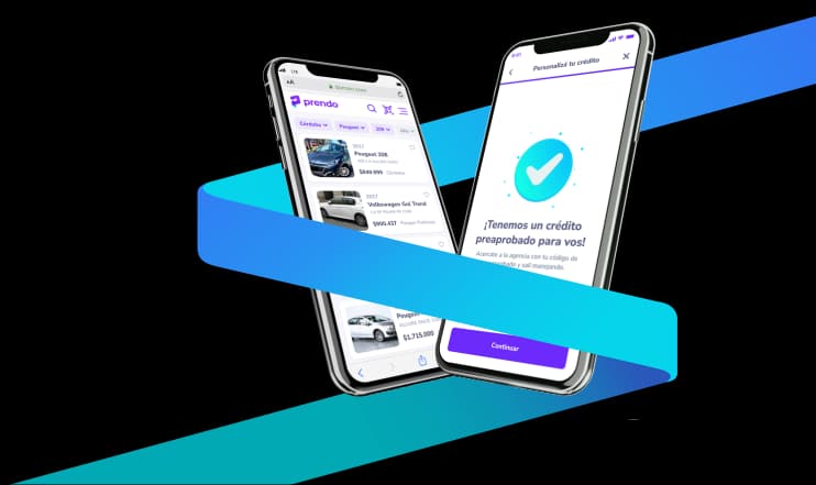 Imagen de celulares mostrando la aplicación de prendo